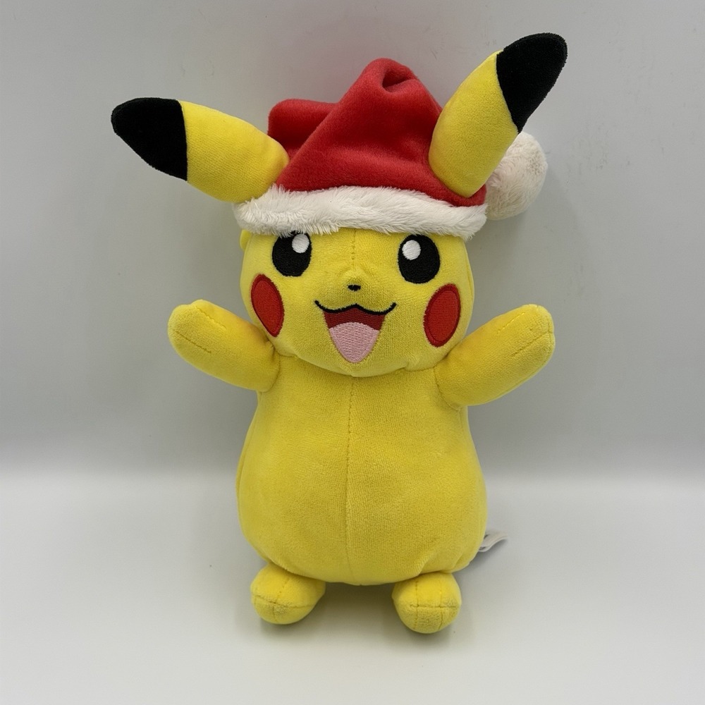 Pokemon Pikachu 9" Plush Toy with Christmas Holiday Santa Hat